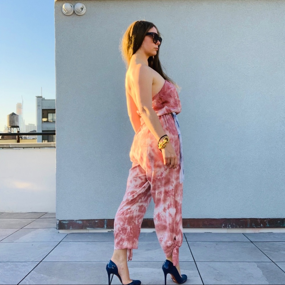 Free People Marble Camo Tye-Dye Strapless Jumpsuit - Picture 2 of 16